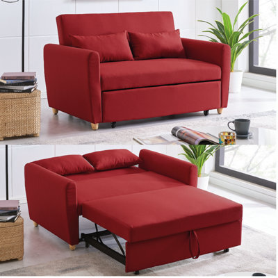 Bravich Dahlia Red 2 Seater Pull Out Sofa Bed - Convertible Sleeper Sofa - image 1