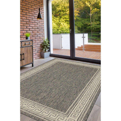Melrose County Flatweave Grey Bordered Indoor Non-Slip Large Area Rug 160/225Cm - image 1