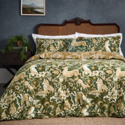 Paoletti Harewood Animal 100% Cotton Duvet Cover Set, Single, Green - thumbnail 1