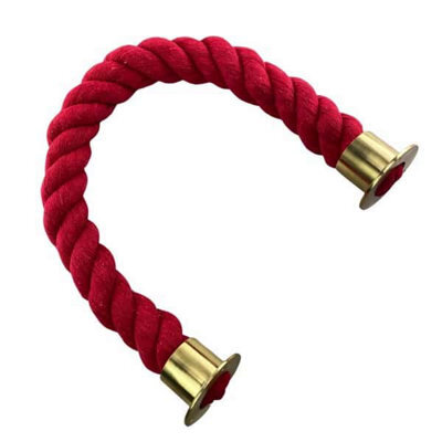 Ropeservices Uk 36mm Red Natural Cotton Barrier Rope X 3.5 Metres Polished Brass Cup Ends - image 1