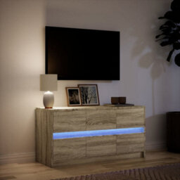 Berkfield Sturdy Tv Cabinet With Led Sonoma Oak 100X34X50 Cm Engineered Wood - thumbnail 5