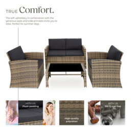 Tectake Garden Furniture Set Jesolo - 2 Armchairs, 1 Sofa,  And Coffee Side Table  - Nature/dark Grey - thumbnail 3