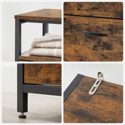 Songmics Shoe Cabinet, Hallway Shoe Box With 4 Rocker Doors, Narrow Shoe Storage With Divider, Rustic Brown And Black - thumbnail 8