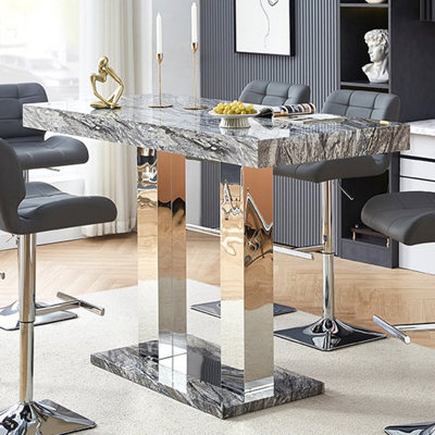 Furniture in Fashion Caprice High Gloss Bar Table Large In Melange Marble Effect - image 1