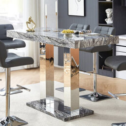 Furniture in Fashion Caprice High Gloss Bar Table Large In Melange Marble Effect