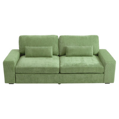 Living And Home Modern Green 2-Seater Chenille Upholstered Sofa With Pillows, 219Cm W X 84.5Cm D X 81Cm H - image 1