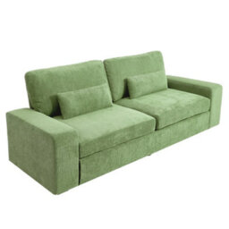 Living And Home Modern Green 2-Seater Chenille Upholstered Sofa With Pillows, 219Cm W X 84.5Cm D X 81Cm H - thumbnail 3