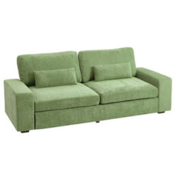 Living And Home Modern Green 2-Seater Chenille Upholstered Sofa With Pillows, 219Cm W X 84.5Cm D X 81Cm H - thumbnail 2