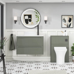 Royal Bathrooms Royal Bathroom Elmore 800mm Matt Green Wall Mounted Countertop Bathroom Vanity Unit 2 Drawer With Round Basin - thumbnail 5
