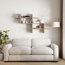 Decortie Halic 3 Tiers Wall Mounted Shelf Modern Floating Bookcase Oak 150Cm - thumbnail 5