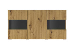 Arte Ava 25 Oak Artisan Display Sideboard Cabinet - W1200mm X H620mm X D350mm - Modern Storage With Glass Highlights - thumbnail 4