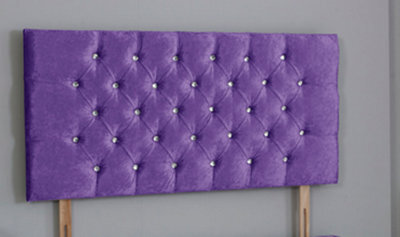 Comfy Deluxe 2Ft6 Small Single 26Inch     Purple  Crush Velvet Chesterfield Headboard