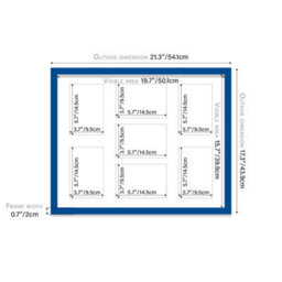20X16 Inch 7 Opening Photo Collage Frame, Display Seven 6X4 Inch Photos, Multi Aperture Family Picture Frame, Blue - thumbnail 4