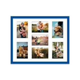 20X16 Inch 7 Opening Photo Collage Frame, Display Seven 6X4 Inch Photos, Multi Aperture Family Picture Frame, Blue - thumbnail 1