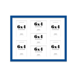 20X16 Inch 7 Opening Photo Collage Frame, Display Seven 6X4 Inch Photos, Multi Aperture Family Picture Frame, Blue - thumbnail 2