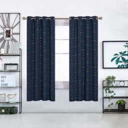 Deconovo Eyelet Blackout Curtains, Gold Diamond Printed Curtains For Boys Bedroom, 46 X 72 Inch, Navy Blue, One Pair - thumbnail 1