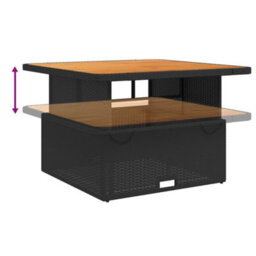 Walplus Garden Table Black 110X110X71 Cm Poly Rattan And Acacia Wood - thumbnail 4
