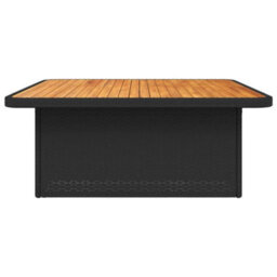 Walplus Garden Table Black 110X110X71 Cm Poly Rattan And Acacia Wood - thumbnail 6