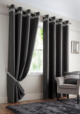 Luxury Living Palace Ring Top Curtains Charcoal - image 1