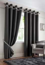 Luxury Living Palace Ring Top Curtains Charcoal - thumbnail 1