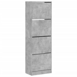 Berkfield Shoe Cabinet With 4 Flip-Drawers Concrete Grey 60X34X187.5 Cm - thumbnail 2