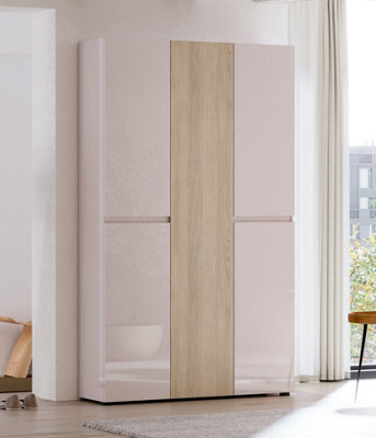 FurniComp LTD Furnicomp Vida 5 Door 120Cm Cashmere & Oak Tall Shoe Cabinet/storage Cupboard - image 1