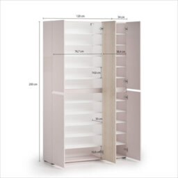 FurniComp LTD Furnicomp Vida 5 Door 120Cm Cashmere & Oak Tall Shoe Cabinet/storage Cupboard - thumbnail 8