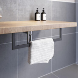 Affine Bathroom Wall Hung Floating Shelf Towel Rail Ring Storage Beige 600mm Furniture - thumbnail 4