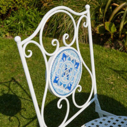 Home Source Fenton Mosaic Outdoor Garden Patio Bistro Table And Chairs Set White - thumbnail 2