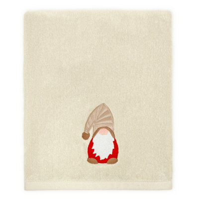 Allure Bath Fashions Gonk Christmas Hand Towel - 100% Cotton Festive Tea Towels (Beige) - image 1