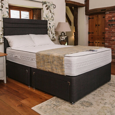 Divan Base Direct Sophia Briar-Rose Elara 1000 Pocket Sprung Natural Latex Divan Bed Set 4Ft Small Double 4 Drawers  Continental- Naples Slate - image 1