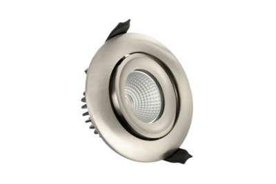 Luminosa Lighting Luminosa Luxfire Fire Rated Tiltable Downlight 92mm Cutout Ip65 430Lm 6W 3000K 36 Beam Dimmable 72Lm/w Satin Nickel