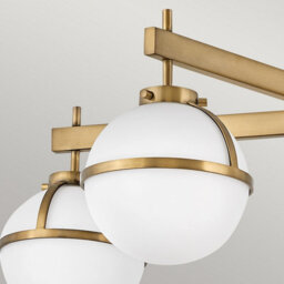 Luminosa Lighting Luminosa Hollis 5 Light Multi Arm Semi Flush Ceiling Lamp, Heritage Brass Ip44 - thumbnail 2