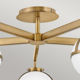 Luminosa Lighting Luminosa Hollis 5 Light Multi Arm Semi Flush Ceiling Lamp, Heritage Brass Ip44 - thumbnail 3