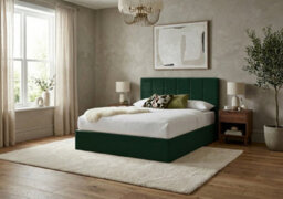 Adore Designs Stafford Plush Velvet Sleigh Bed - 4Ft6 Double - Emerald Green - thumbnail 1