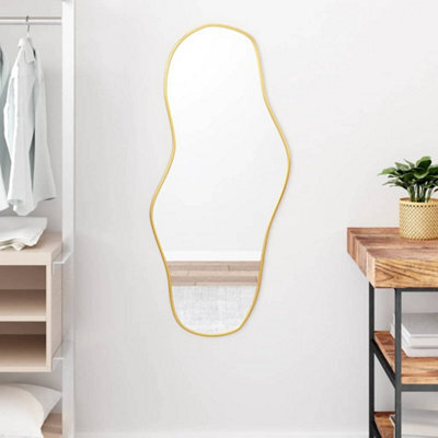 Walplus Gold Wall Mirror 100X45 Cm Decorative Vanity Mirror For Bedroom, Living Room, Bathroom - image 1