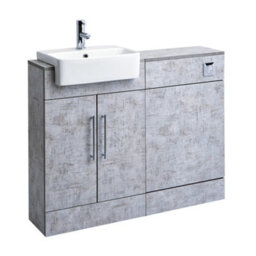 Homestylestore 1050mm Concrete Grey Bathroom Combination Vanity Wc Unit With Toilet Pan And Chrome T Bar Handle - thumbnail 2