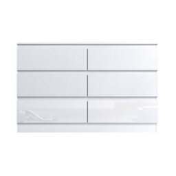 Fwstyle Stora White Gloss 6 Drawer Chest (H) 77Cm (W) 110Cm (D) 40Cm - Extra Deep 14Cm Drawers - thumbnail 8