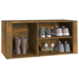 Berkfield Shoe Cabinet Smoked Oak 100X35X45 Cm Engineered Wood - thumbnail 4