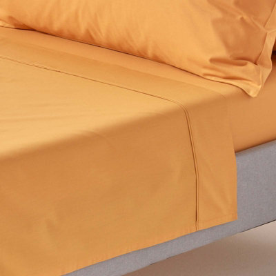 Homescapes Mustard Yellow Egyptian Cotton Flat Sheet 200 Tc, Double - image 1