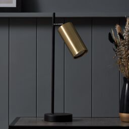 Inlight Carana Cylinder Black Brass Effect Table Lamp - thumbnail 2