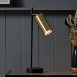 Inlight Carana Cylinder Black Brass Effect Table Lamp - thumbnail 5