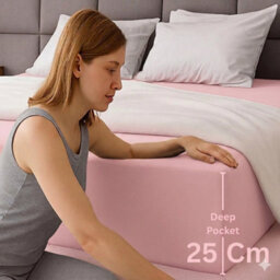 25Cm Deep Fitted Bed Sheet Pink Super Soft Polyester Microfiber, Breathable & Wrinkle Resistant - thumbnail 5