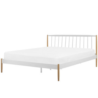 Beliani Bed Metal Maurs 180 X 200 Cm (Eu Super King) White - image 1