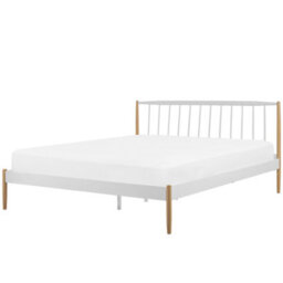 Beliani Bed Metal Maurs 180 X 200 Cm (Eu Super King) White - thumbnail 1