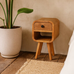 Wyld Haus Cagliari Small Curve Natural Mango Wood Bedside Table