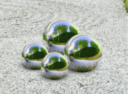 Garden Set Of 4 Silver Mirror Spheres Stainless Steel Gazing Balls - thumbnail 5