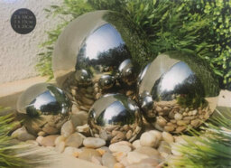 Garden Set Of 4 Silver Mirror Spheres Stainless Steel Gazing Balls - thumbnail 3