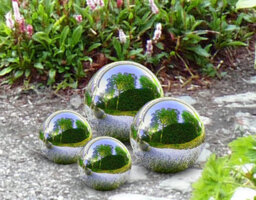 Garden Set Of 4 Silver Mirror Spheres Stainless Steel Gazing Balls - thumbnail 6