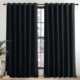 Imperial Rooms Blackout Curtain-Thermal Ready Made Eyelet Curtain (2 Panel) For Living Room Curtain Black, (W)2.28Mx(L)2.28M - thumbnail 1
